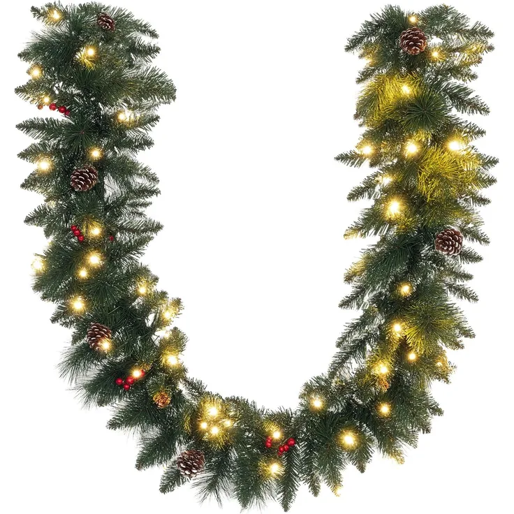 HOMCOM Weihnachtsgirlande, Kunststoff, Metall, Grün, 180L x 30B x 30H cm