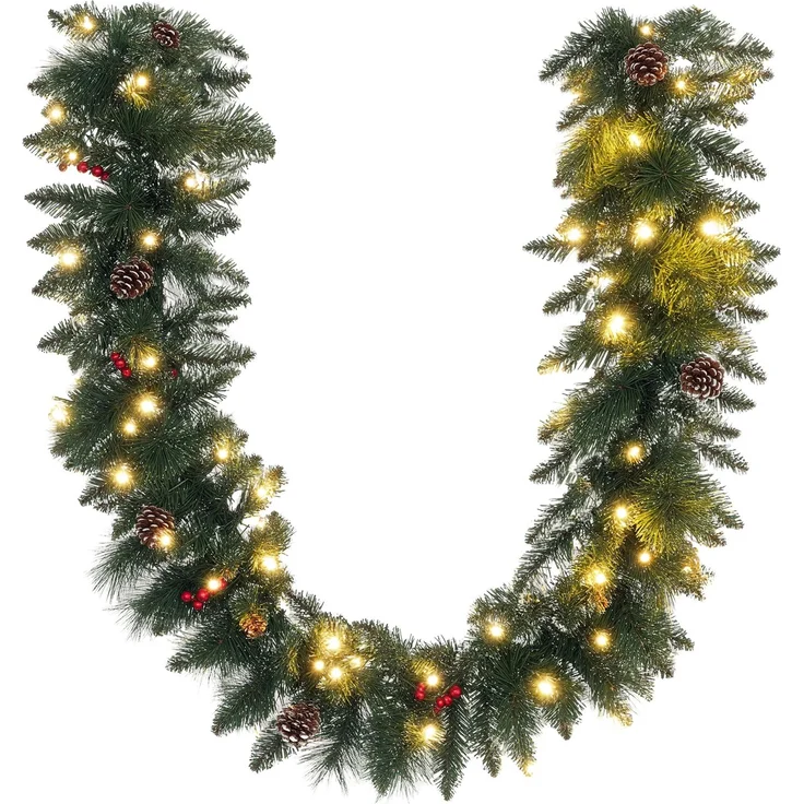 HOMCOM Weihnachtsgirlande, Kunststoff, Metall, Grün, 180L x 30B x 30H cm – Bild 1