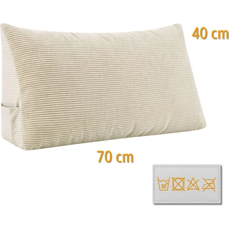 Amazinggirl Rückenkissen Keilkissen Cord Kissen 70x40 cm - Lesekissen für Bett Sofa und Couch – Bild 2