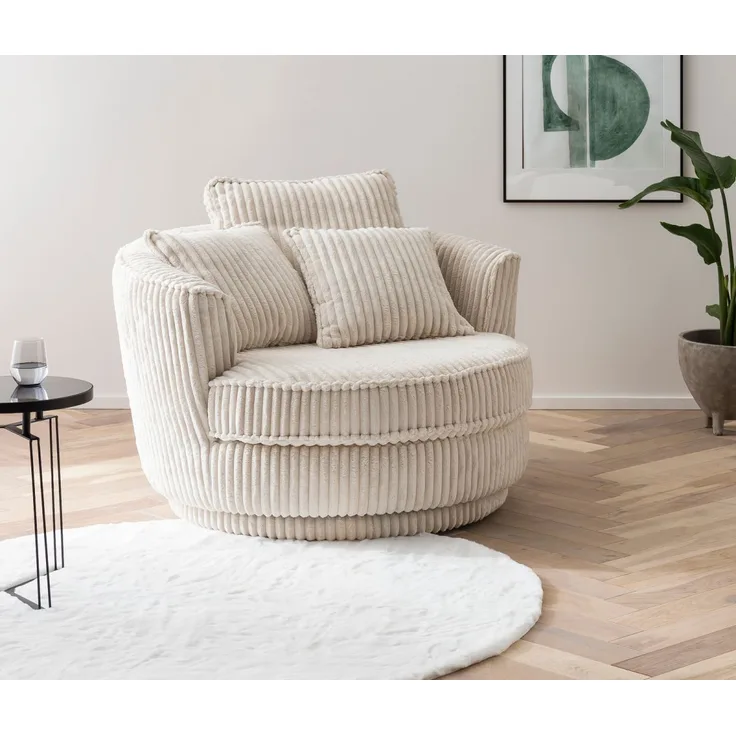 Sessel drehbar Comfy wollweiß Cord 120 cm
