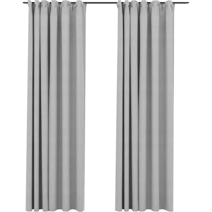 vidaXL Verdunkelungsvorhänge Haken Leinenoptik 2 Stk. Grau 140x245 cm 321174