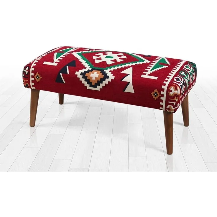 Hanah Home 'Vezir - Red' Pouffe, Mehrfarbig, 91 x 42 x 46 cm – Bild 1