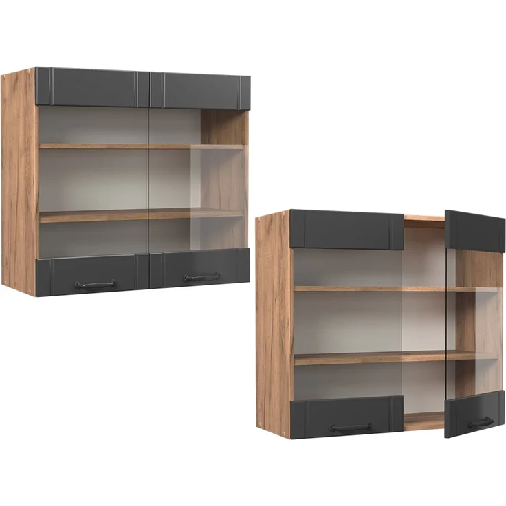 Küchenglasschrank Fame-Line Dunkelgrau 80 cm Vicco – Bild 5