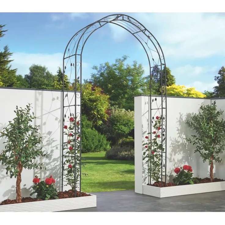 Rosenbogen LINA Schwarz Stahl | Gartenbogen Metall Rankhilfe Rosenhilfe
