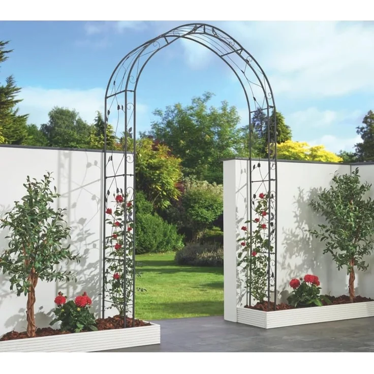Rosenbogen LINA Schwarz Stahl | Gartenbogen Metall Rankhilfe Rosenhilfe – Bild 1