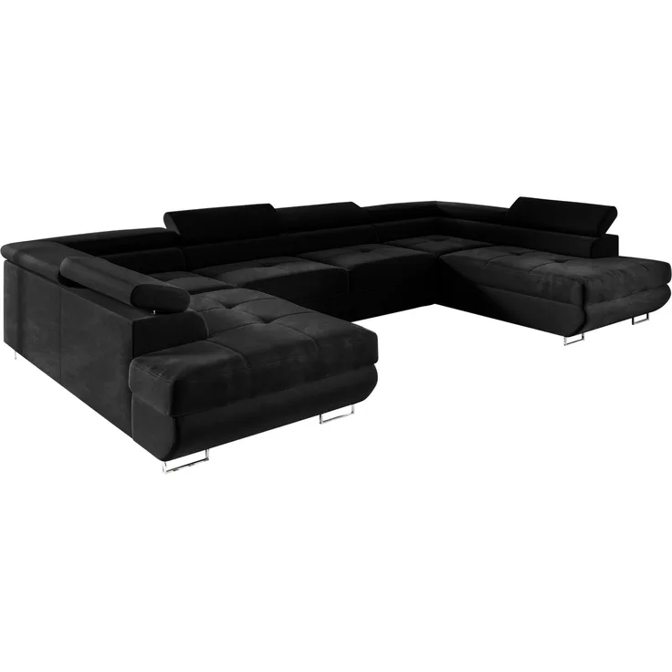 Ecksofa in U-Form AKITA, U-förmige Eckcouch mit Schlaffunktion, ausziehbares Sofa, 2 Bettzeugbehälter, verstellbare Kopfstützen, (Kronos 07), 72x201 cm
