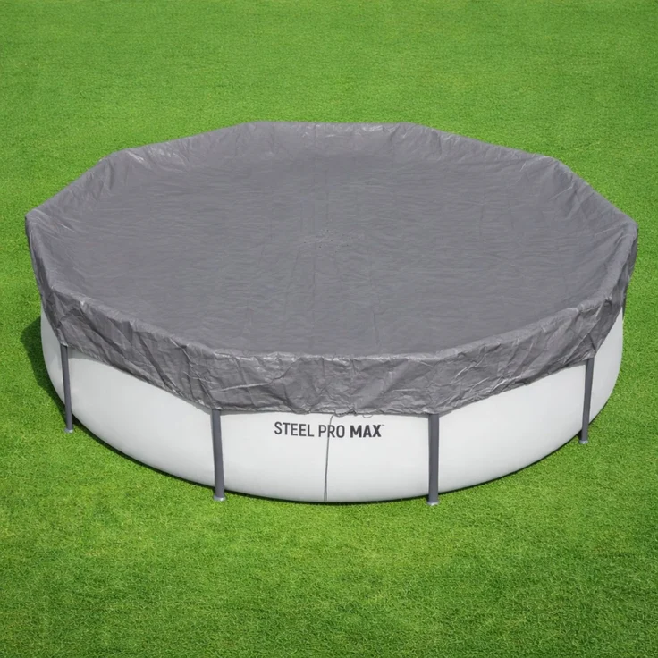 Bestway Winterfeste Premium-Abdeckplane Ø 305 cm Grau rund – Bild 2