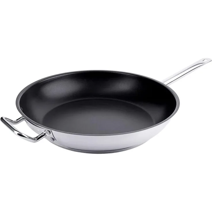 Contacto Edelstahl Antihaft-Bratpfanne Ø 36 cm, Rohrgriff sowie Gegengriff, verkapselter Boden, induktionsgeeignet