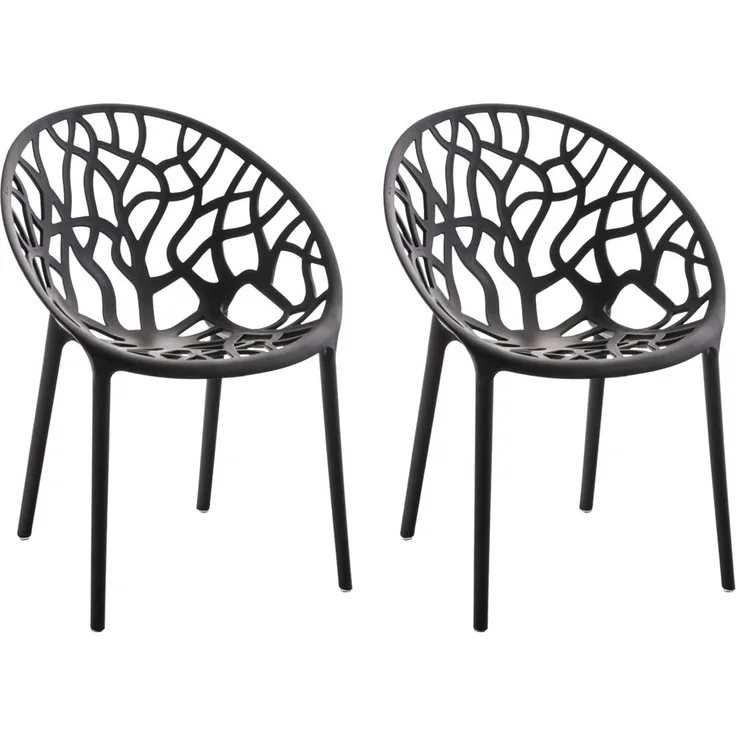 CLP 2er Set 'Hope' Gartenstuhl mit Armlehnen, stapelbar & wetterfest, recyceltem Polypropylen, Schwarz