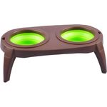 Kahu Futternapf faltbar, Kunststoff / Silikon braun / grün, 41 x 22 x 13 cm