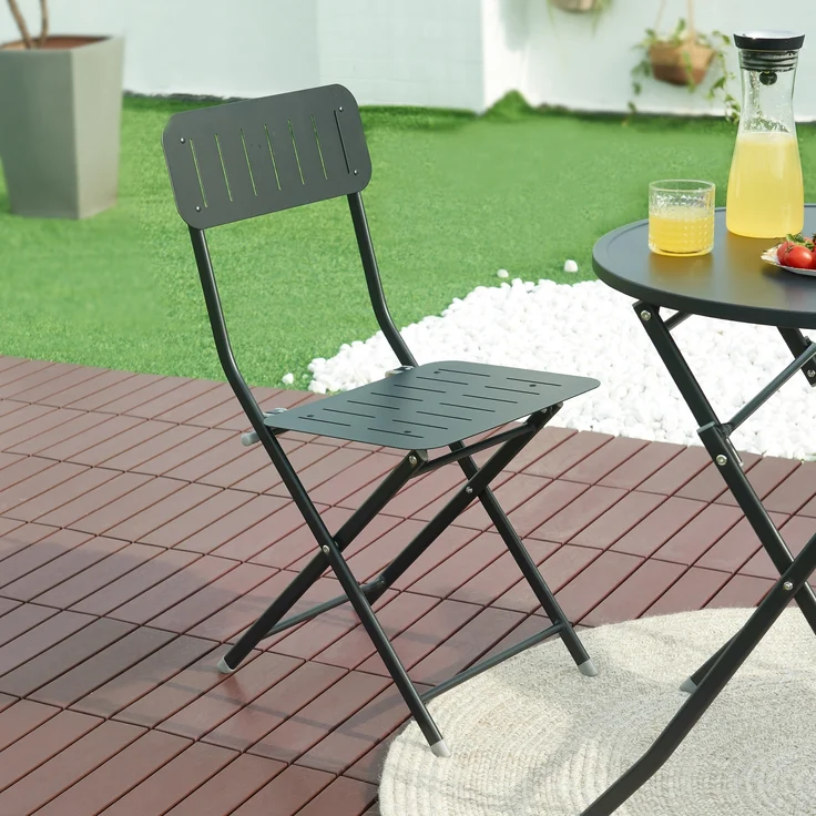 Klappstuhl Sande 2er Set Stahl Schwarz [en. casa] – Bild 4