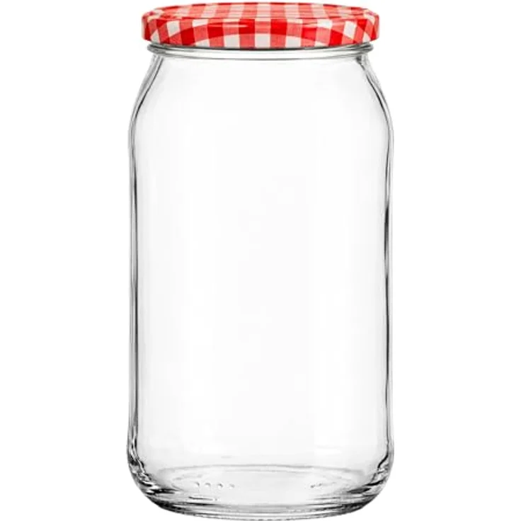 hocz 25x Einmachgläser 900 ml | mit Deckel Rot Kariert TO 82 | leere Gläser mit Schraubdeckel zum befüllen | Sturzgläser, Schraubgläser, Marmeladengläser Set | 25 Stück – Bild 4