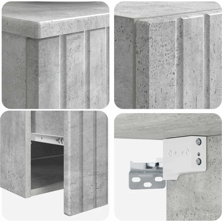 vidaXL Badezimmerschrank-Set 2 stk. Betongrau 33 x 34,5 x 100 cm 3406136 – Bild 6
