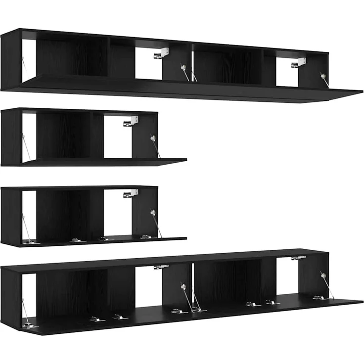 vidaXL TV-Schrankset 6 pcs Schwarz Eichen-Optik Holzwerkstoff 3332533 – Bild 4