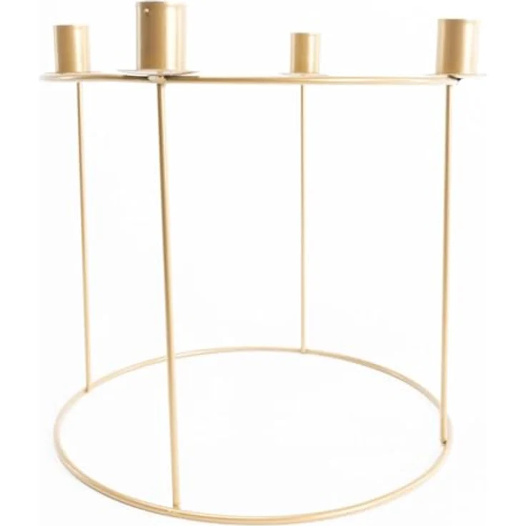 TrendLine Deko Metall Adventskranz, gold, Ø 29 cm Weihnachtskranz Tischkranz – Bild 1