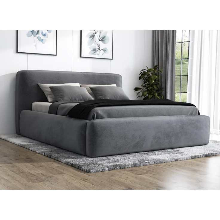Polsterbett LUMO 90x200 ohne Matratze mit Bettkasten und Lattenrost. Farbe: Anthracite 18 – Bild 2