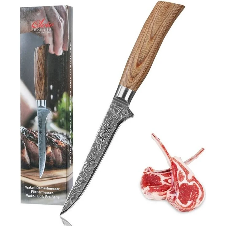 Wakoli Ausbeinmesser EDIB Pro Damast Filetiermesser I Kochmesser Küchenmesser I 14cm Klinge, 67 Lagen Damaststahl, VG-10 Stahlkern – Bild 4