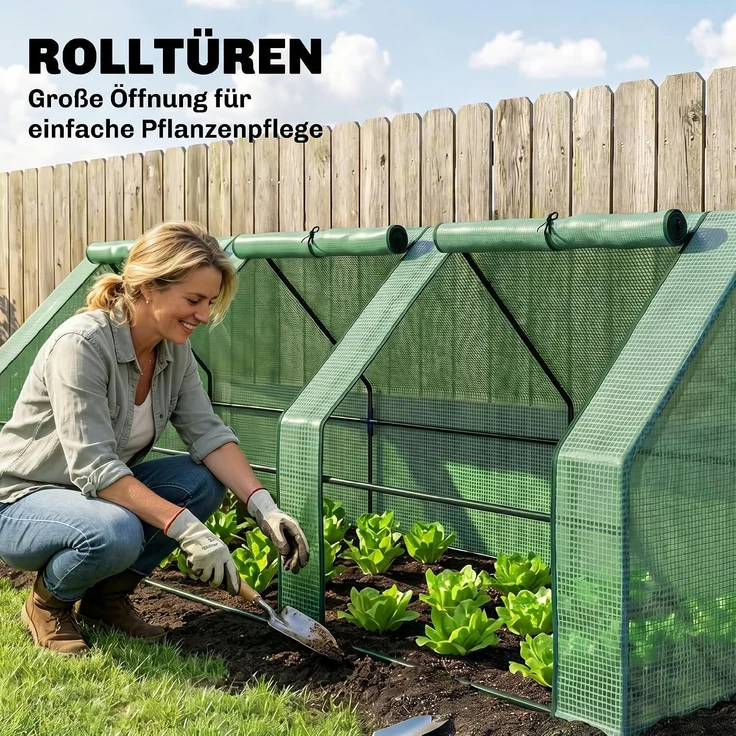 Outsunny Gewächshaus, PE, Stahl, Grün, 270L x 90B x 90H cm – Bild 4