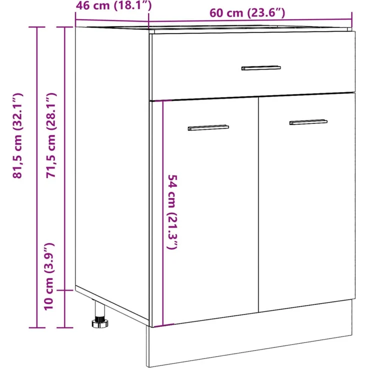 vidaXL Schubunterschrank Lyon Betongrau 60x46x81,5 cm Holzwerkstoff 856088 – Bild 10