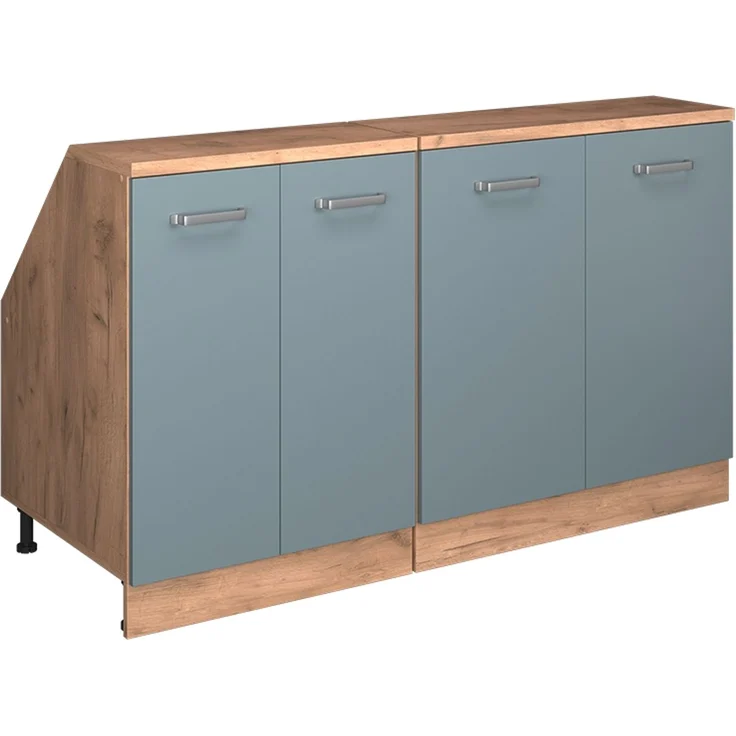 Küchenschrank für Dachschrägen R-Line Blau-Grau 140 cm 2er Set Schrankkorpuss 60 cm Tiefe Vicco – Bild 1