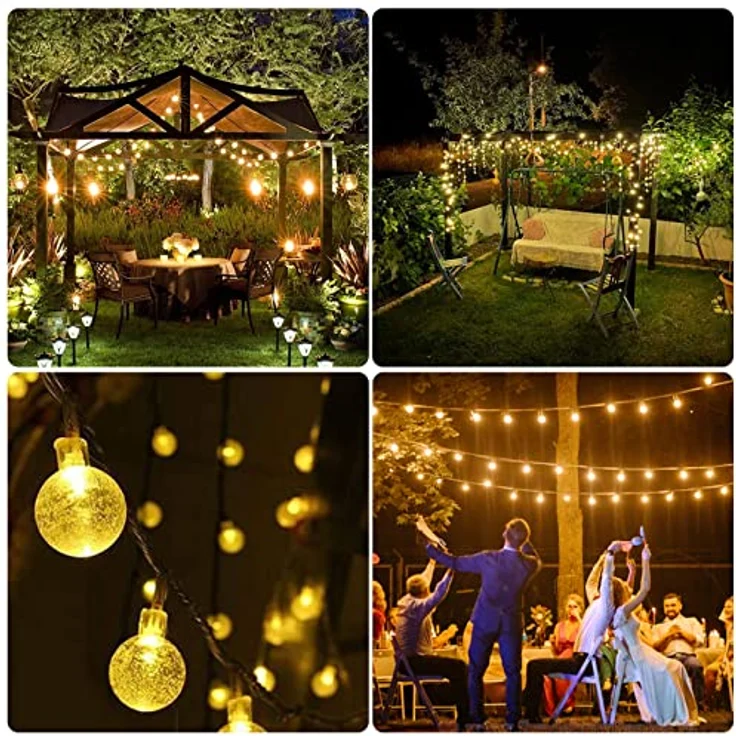 Solar Lichterkette Aussen Wetterfest, 60 LED 13,2M 43,3Ft 8 Modi IP65 Outdoor Lichterkette Solar aussen Wetterfest Lampions für Balkon Terassen Garten Bäume Weihnachtsdekoration Festival(warmweiß) – Bild 9