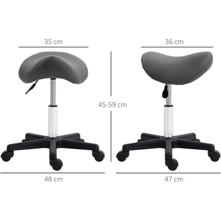 HOMCOM Rollsitz 360° drehbar (Salonhocker, 1 St, Drehhocker), höhenverstellbar, Grau – Bild 7