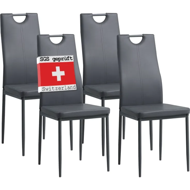 Albatros Esszimmerstühle SALERNO 4er Set, Grau - Edles Italienisches Design, Polsterstuhl Kunstleder-Bezug, Modern und Stilvoll am Esstisch - Küchenstuhl, Stuhl Esszimmer hohe Belastbarkeit