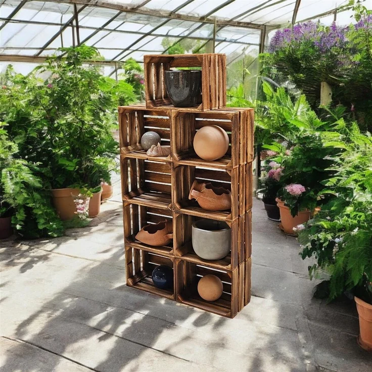Obstkisten Holzkisten 40cm im praktischen 9er Set geflammt – Bild 4