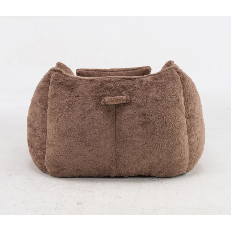 Riesiger Sitzsack mit Kissen, bequemer großer Sitzsack für Erwachsene und Kinder, Kunstfell-Bodensofa für Wohnzimmer, Schlafzimmer und Wohnung, Khaki – 123 x 97 x 73 cm – YOUDENOVA – Bild 10