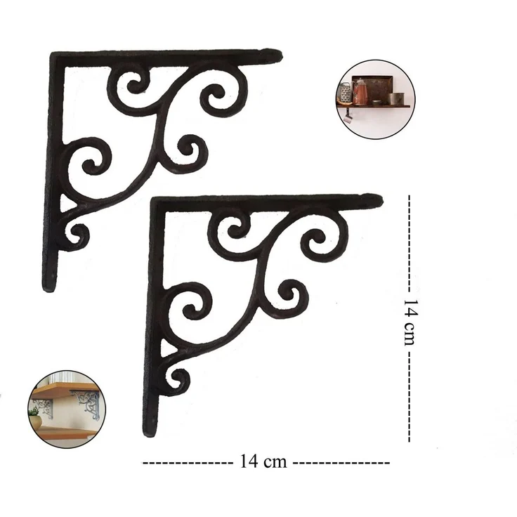 LB H&F Lilienburg Wandregalhalter LB H&F 2 Stück Wandregalträger Regalträger Träger Halterung, Regal selber bauen DIY Gusseisen Antik Stil Wandwinkel Regalhalter Konsole Wandkonsole Regalwinkel Landhaus Nostalgie Vintage Shabby Hygge Barock Ornament Wa... – Bild 2