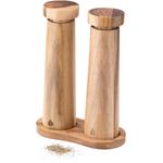 Navaris Gewürzbehälter Salz und Pfeffer Mühle Set - Gewürzmühle Grinder Streuer mit Tablett, Akazienholz, (3-tlg)
