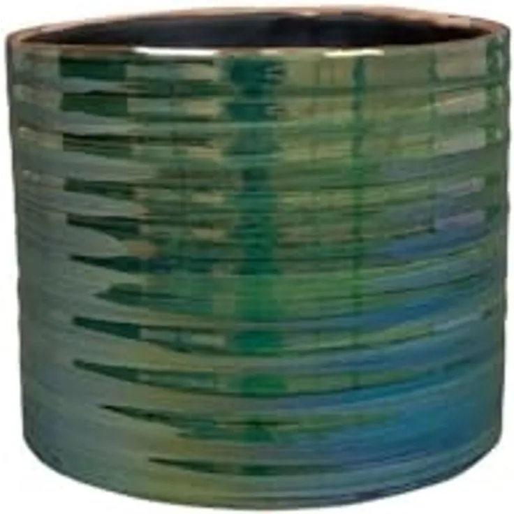 Ter Steege Blumentopf, gerippt, grün, Perlmutt, Durchmesser 17 cm, Höhe 15 cm