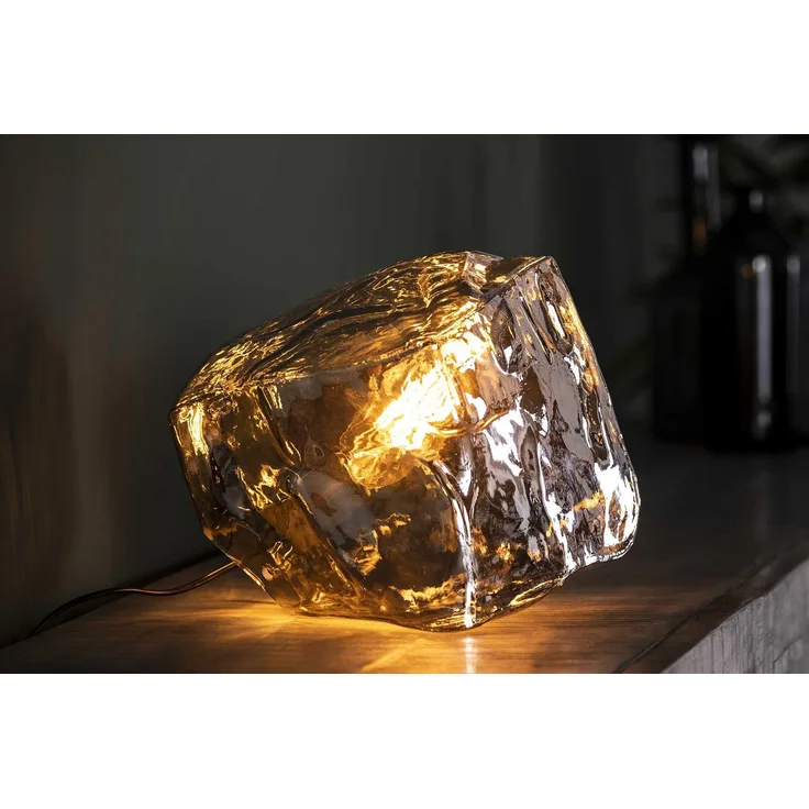 KAWOLA Tischleuchte EDESSA Tischlampe Glas silber 28 x 28 x 28 cm