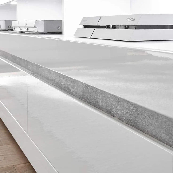 Lomadox Wohnwand COGO-61, (2-St), mit Vitrinen inkl. LED und Sideboard in weiß Hochglanz 369 x 198 x 42 cm – Bild 9