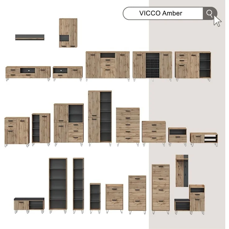 Hängeschrank Amber Braun 60.2 cm mit 2 Türen Vicco – Bild 9