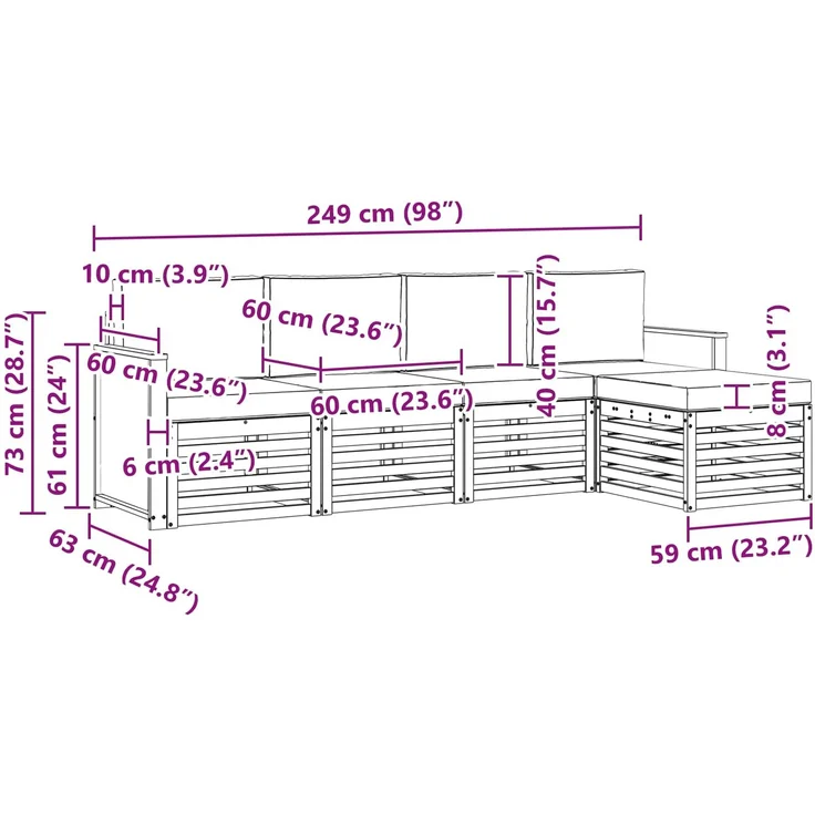 vidaXL Outdoor-Sofagarnitur 5 stk. 5-Sitzer Natur und Anthrazit 3384233 – Bild 6