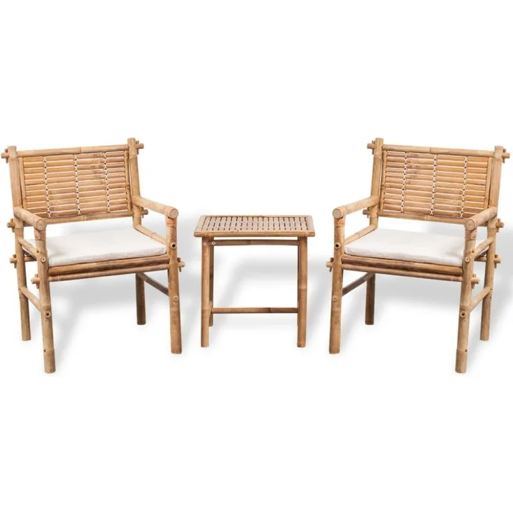 vidaXL 3-tlg. Bistro-Set mit Auflagen Bambus 41892