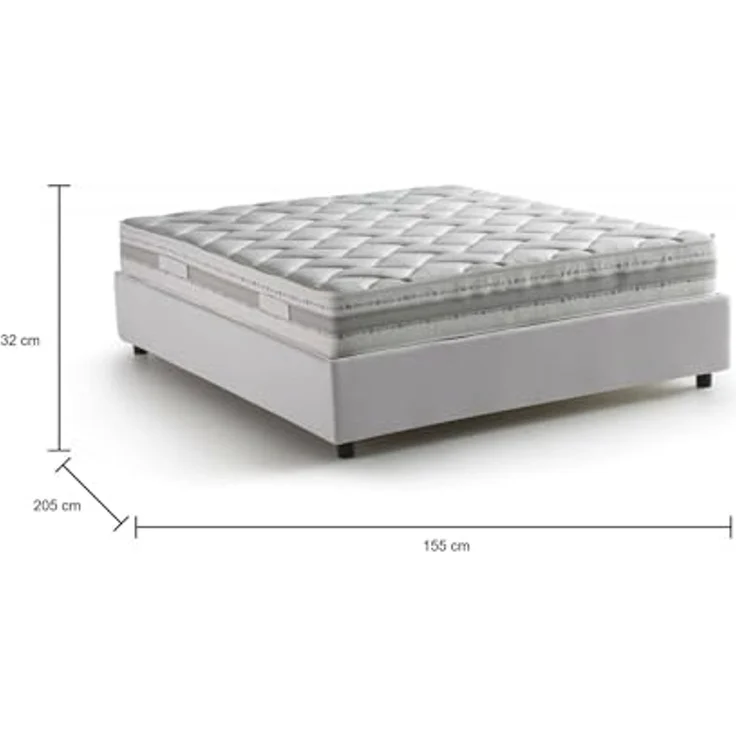 Talamo Italia - Doppelbett Elena, Bettkasten aus Öko-Leder, Öffnung vorne, inklusive Matratze 140x190 cm, 100 % Made in Italy, Weiß – Bild 2