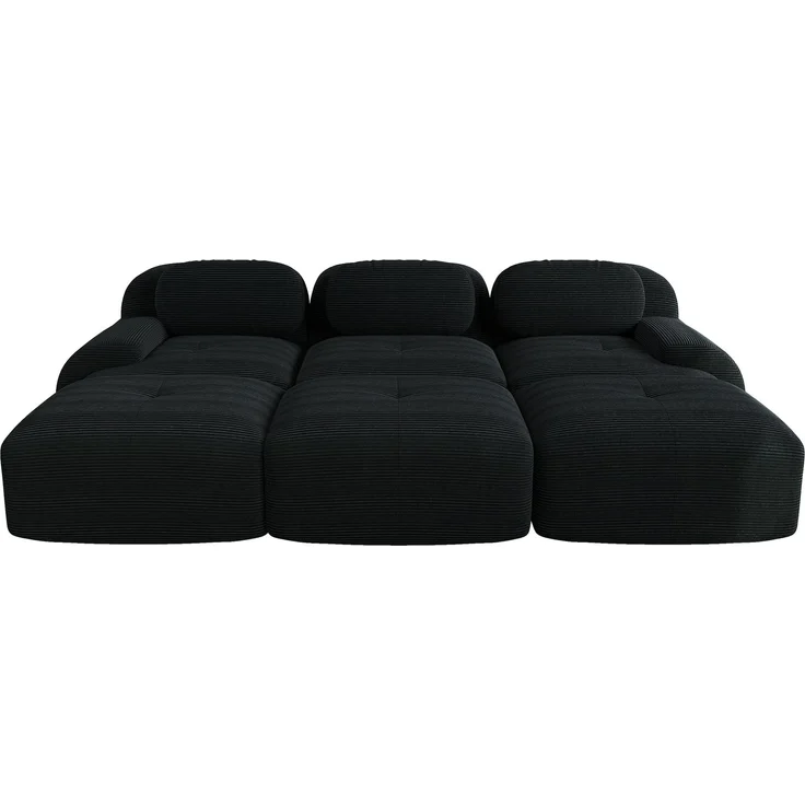 EINHOM Modulares 3-Sitzer-Sofa mit 3 Hockern aus Cordstoff, Rahmenloses Sofa, montagefreie Lieferung, haustierfreundlich, ultra-breite Armlehnen, 32D hochelastische Polsterung für Wohnzimmer und Heimkino, Black – Bild 5