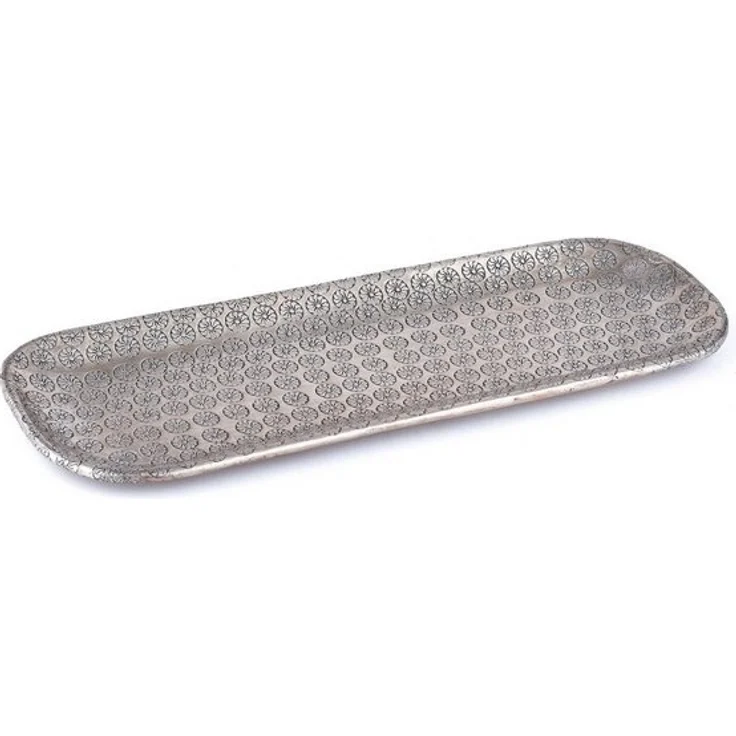 Marrakesch Orient & Mediterran Interior Dekotablett Orientalisches Dekotablett Serviertablett Jabar Silber 30cm, Handarbeit – Bild 4