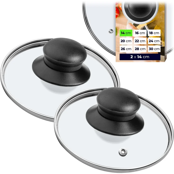 KADAX Glasdeckel 14cm hitzebeständig Universal 2 Stk – Bild 1
