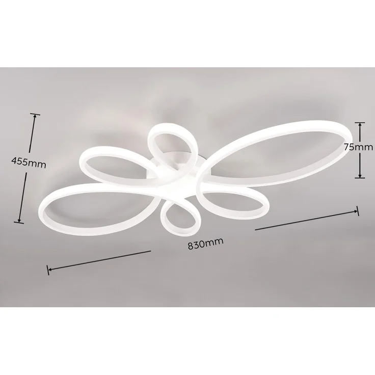 Große LED Deckenleuchte FLY geschwungen Weiß, Breite 83cm – Bild 11