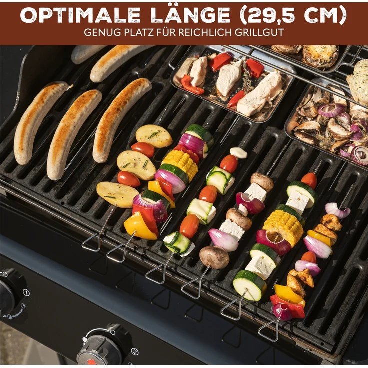 Grillspieße 12er Set aus Edelstahl ca. 29,5 cm - Schaschlik-Spieße im Vorteilspack – Bild 5