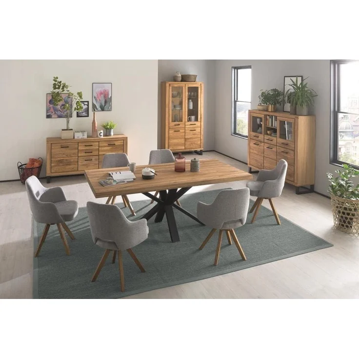 Esstisch >Eastbourne< in Eiche aus Massivholz,Metall - 220x76x100cm (BxHxT) – Bild 8