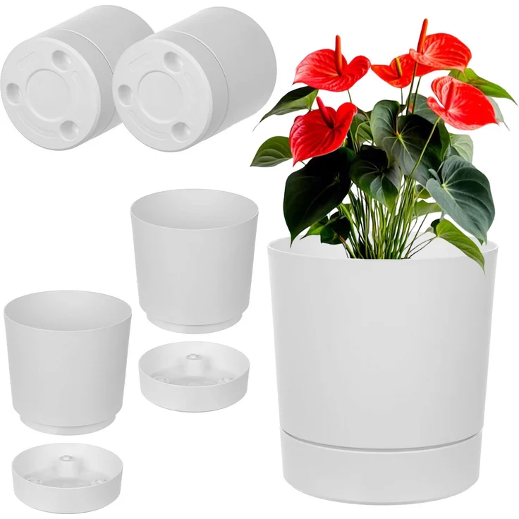 KADAX Blumentopf mit Ständer AURA 145 weiß 2er-Pack – Bild 2
