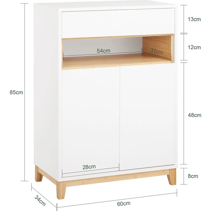 SoBuy FSB97-WN Schuhschrank, MDF, Lackiert, Weiß, 60 x 85 x 34 cm – Bild 3