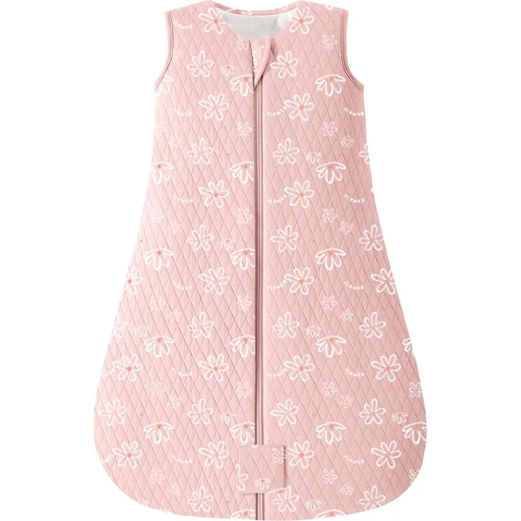 Yoofoss Schlafsack Baby Winter 2.5 Tog - 90cm/18-24 Monate Winterschlafsack Baumwolle Babyschlafsack Warm für Jungen Mädchen Rosa mit Blumenmuster