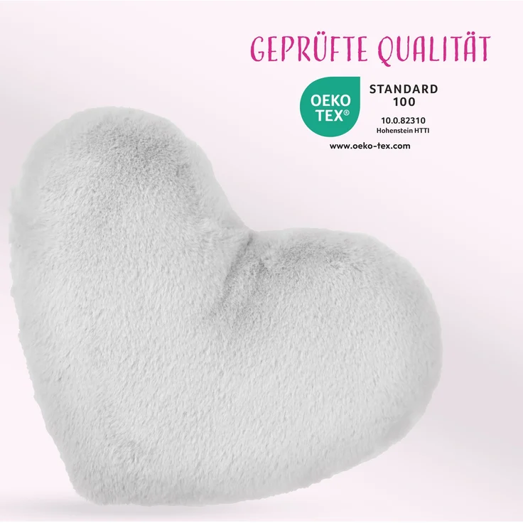 Herzkissen, Herz Kissen Dekokissen, Zierkissen, Plüsch Flauschige Sofakissen, Kuschelkissen für Kinderzimmer Sofa Schlafzimmer Schmusekissen Silber – Bild 7