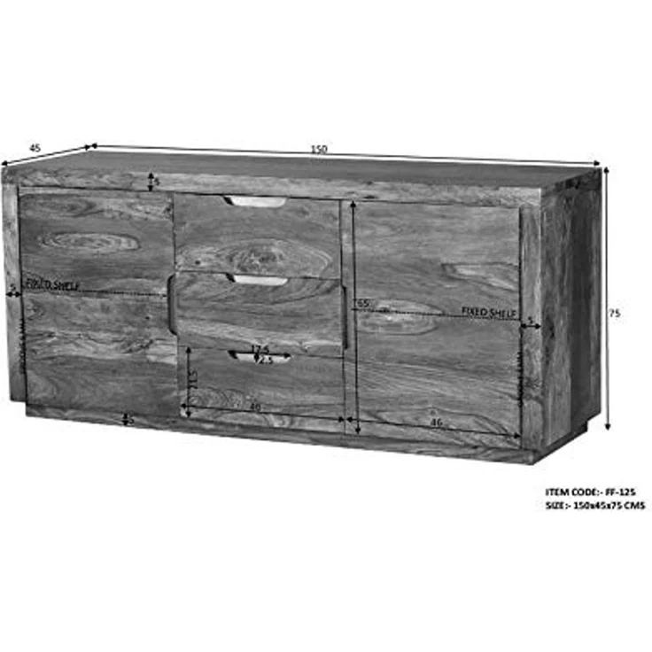 Sideboard Sheesham 150x45x75 walnuss lackiert DUKE #125 – Bild 7