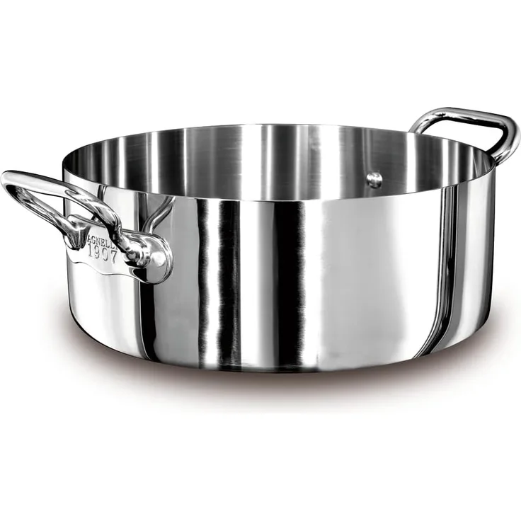 Pentole Agnelli Kasserolle mit 2 Griffen, Aluminium Tief 24 cm Stahl